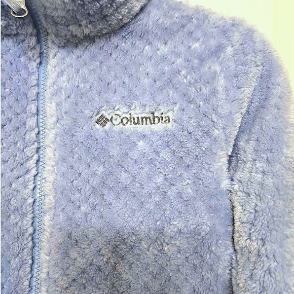 Columbia Kids Full Zip Plush Fleece Jacket Light Blue Size M 10/12 - Picture 3 of 9
